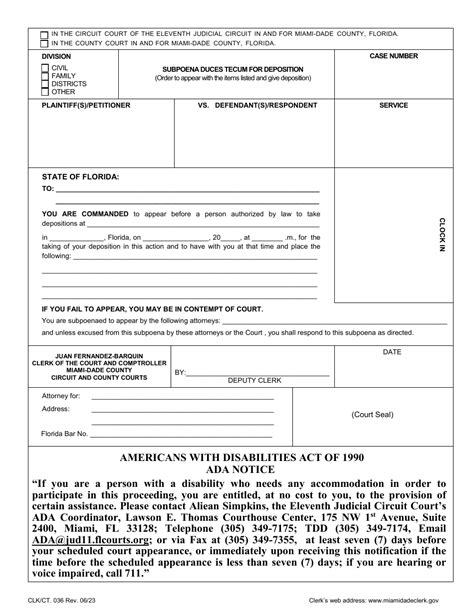 miami dade esubpoena|Subpoena for Deposition .